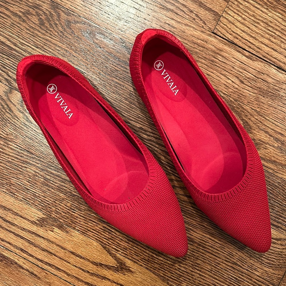 Vivaia pointed toe Aria ballet flats, red 39.5